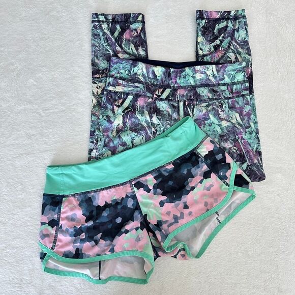 Lululemon Lot Size 4 Speed Short Clouded & Inspire Crop Luxtreme Leggings Bundle - Picture 1 of 9